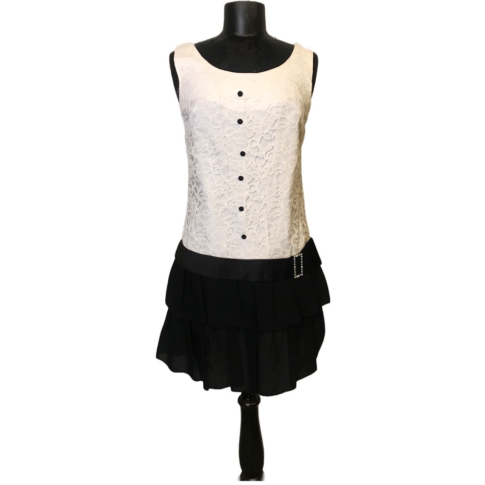 Vintage 60s Union Made Drop Waist Ruffled Cocktail Dress